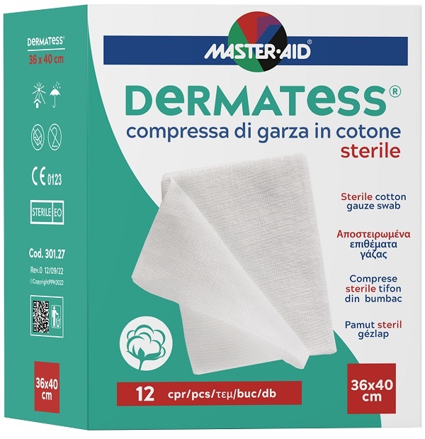 GARZA COMPRESSA DERMATESS IN COTONE 36X40CM 12 PEZZI - Farmacia Murachelli Di Putelli dr. Giovanni