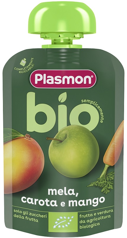 PLASMON MELA CAROTA MANGO BIO POUCHES 100 G - Farmacia Murachelli Di Putelli dr. Giovanni