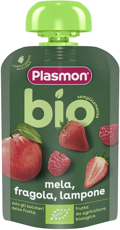 PLASMON MELA FRAGOLA LAMPONE BIO POUCHES 100 G - Farmacia Murachelli Di Putelli dr. Giovanni