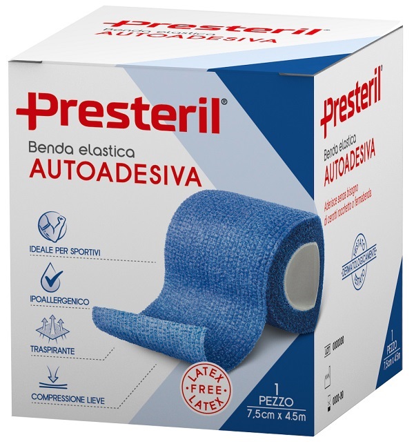 BENDA ELASTICA AUTOADESIVA LATEX FREE PRESTERIL CM 7,5X4,5 M TESI BLU - Farmacia Murachelli Di Putelli dr. Giovanni