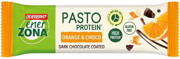 ENERZONA PASTO PROTEIN ORANGE&CHOCO BARRETTA RICOPERTA CON CIOCCOLATO FONDENTE 58 G - Farmacia Murachelli Di Putelli dr. Giovanni