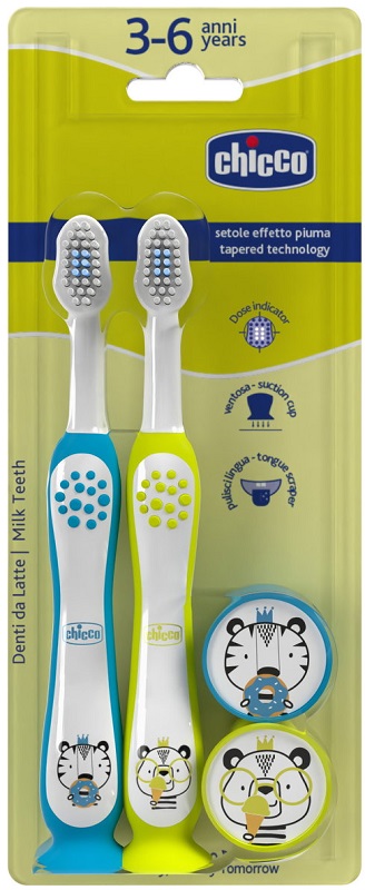 CHICCO SPAZZOLINO 3-6 YEARS DOPPIO AZZ-GIAL - Farmacia Murachelli Di Putelli dr. Giovanni