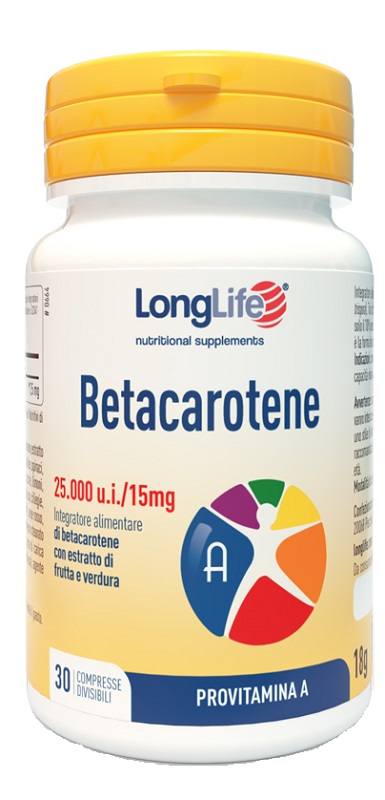 LONGLIFE BETACAROTENE 25000UI 30 COMPRESSE DIVISIBILI SENZA GLUTINE - Farmacia Murachelli Di Putelli dr. Giovanni