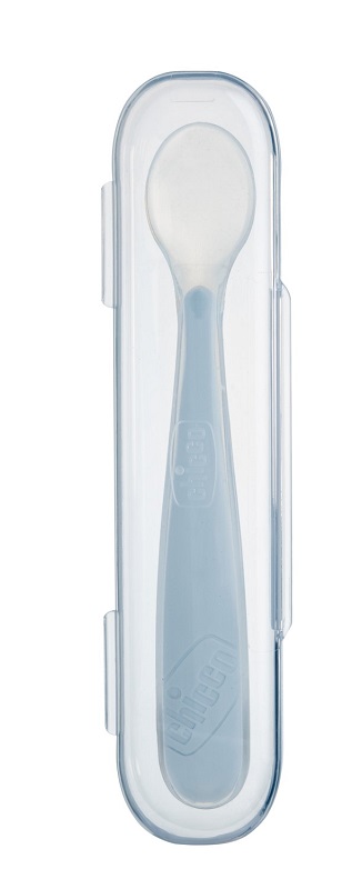 CHICCO SOFTLY SPOON CUCCHIAIO MORBIDO IN SILICONE GRIGIO 6M+ CON CUSTODIA - Farmacia Murachelli Di Putelli dr. Giovanni