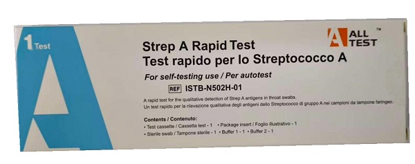 TEST ANTIGENICO RAPIDO ALLTEST STREP A RILEVAZIONE QUALITATIVA ANTIGENI STREPTOCOCCO A NEI CAMPIONI DI TAMPONE FARINGEO AUTO RACCOLTI - Farmacia Murachelli Di Putelli dr. Giovanni